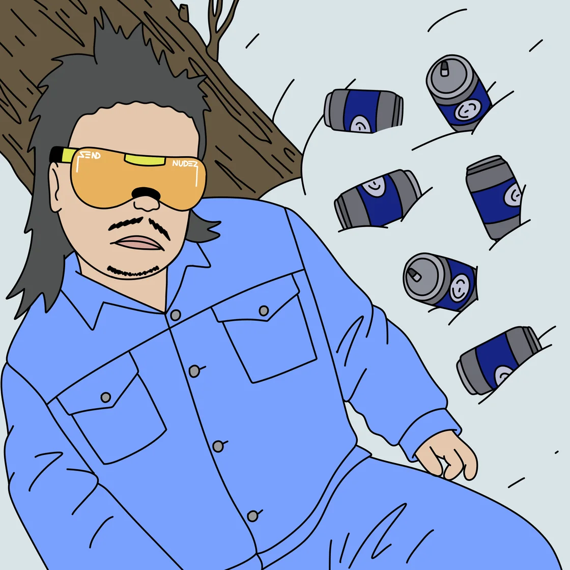 Larry passed out under a tree